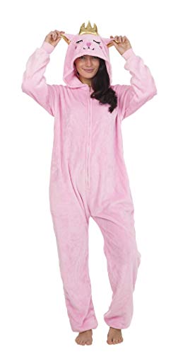 CityComfort Pijamas Enteros de Animales Mujer de Una Pieza Suaves, Disfraz Halloween Mujer Unicornio Gato Búho, Pijama Mono Entero Manga Larga Capucha, Regalos para Chicas (S, Gato de la Reina)
