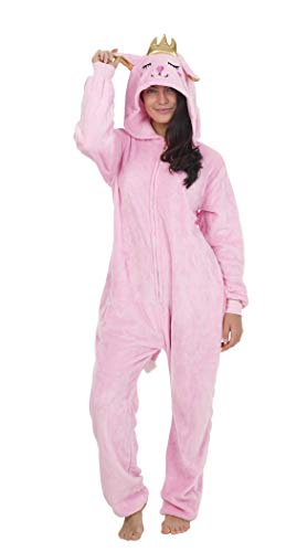 CityComfort Pijamas Enteros de Animales Mujer de Una Pieza Suaves, Disfraz Halloween Mujer Unicornio Gato Búho, Pijama Mono Entero Manga Larga Capucha, Regalos para Chicas (S, Gato de la Reina)