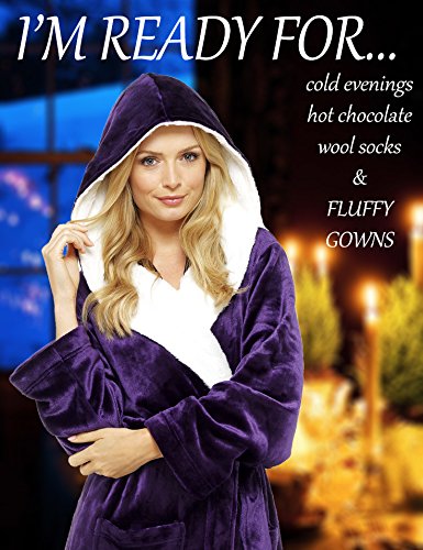 CityComfort Vestido de Las señoras Traje súper Suave con Forro de Piel Albornoz Felpa Albornoz para Mujeres (M, dunkellila)