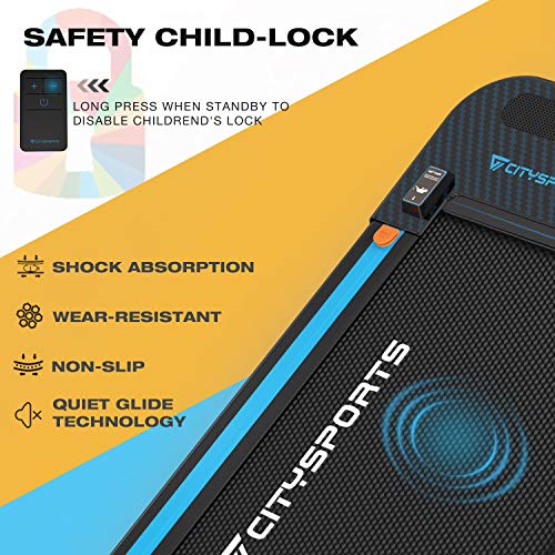 CITYSPORTS Cinta de Correr Caminar Eléctrica del Motor 440W, Altavoces Bluetooth, Velocidad Ajustable, Pantalla LCD y Contador de Calorías, Ultra Delgado y Silencioso, Destinado para el Hogar/Oficina