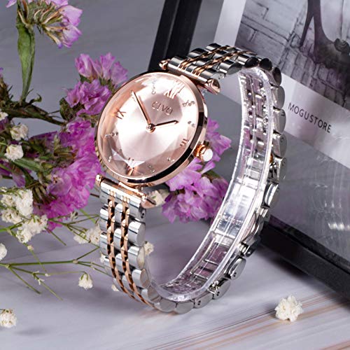 CIVO Reloj Mujer Relojes de Pulsera Analogico Minimalistas Oro Rosa Acero Inoxidable Impermeable Reloj para Mujeres Moda Casual Negocios Vestid