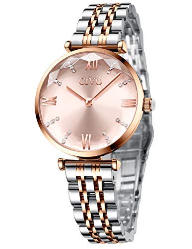CIVO Reloj Mujer Relojes de Pulsera Analogico Minimalistas Oro Rosa Acero Inoxidable Impermeable Reloj para Mujeres Moda Casual Negocios Vestid