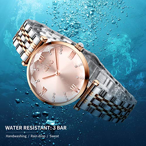 CIVO Reloj Mujer Relojes de Pulsera Analogico Minimalistas Oro Rosa Acero Inoxidable Impermeable Reloj para Mujeres Moda Casual Negocios Vestid