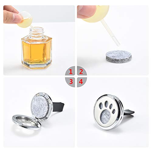 Cizen Clip Aromaterapia para Coche, Difusor de Aceite Esencial con 20 Pastillas de Fieltro de Repuesto, para su Coche,Oficina,Habitación u Otros Lugares Interiores