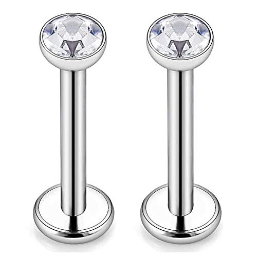 CIZME G23 Perno Labial de Titanio 1,2mm Barras Labret con cartílago de Cristal Helix Tragus Monroe Piercing Bar 6/8/10mm