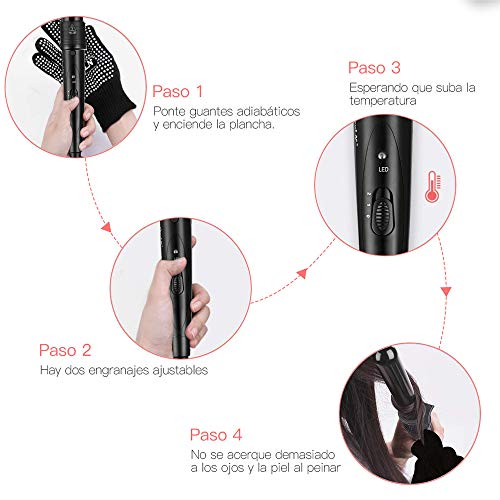 CkeyiN -Rizador de Pelo， Planchas Rizadoras de Profesional ，Muitifunción 5 en 1 con Barriles Intercambiables 9mm-32mm， con Pelo Kit Guante Resistente al Calor -Negro
