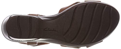 Clarks Lynette Deb, Sandalias con Plataforma Plana para Mujer, Marrón (Mahogany Leather -), 39.5 EU