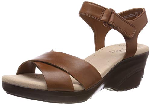Clarks Lynette Deb, Sandalias con Plataforma Plana para Mujer, Marrón (Mahogany Leather -), 39.5 EU