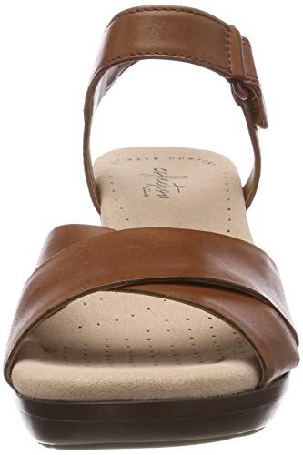 Clarks Lynette Deb, Sandalias con Plataforma Plana para Mujer, Marrón (Mahogany Leather -), 39.5 EU