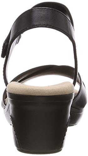 Clarks Lynette Deb, Sandalias con Plataforma Plana para Mujer, Negro (Black Leather-), 41 EU