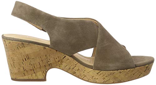Clarks Maritsa Lara, Sandalia con Pulsera Tira de Tobillo, Verde (Olive Suede-), 38 EU