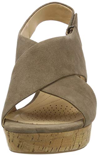 Clarks Maritsa Lara, Sandalia con Pulsera Tira de Tobillo, Verde (Olive Suede-), 38 EU