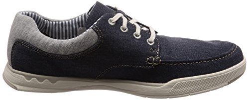 Clarks Step Isle Lace, Zapatos de Cordones Derby para Hombre, Azul (Navy Canvas-), 46 EU
