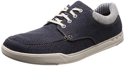 Clarks Step Isle Lace, Zapatos de Cordones Derby para Hombre, Azul (Navy Canvas-), 46 EU