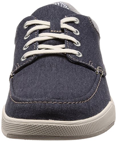 Clarks Step Isle Lace, Zapatos de Cordones Derby para Hombre, Azul (Navy Canvas-), 46 EU