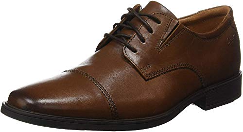Clarks Tilden Cap, Zapatos de Cordones Derby para Hombre, Marrón (Dark TanLea), 41 EU