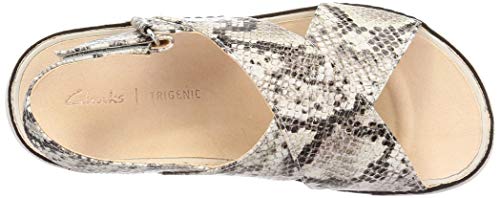 Clarks Tri Alexia, Sandalias de Talón Abierto para Mujer, Beige (Grey Snake Grey Snake), 42 EU