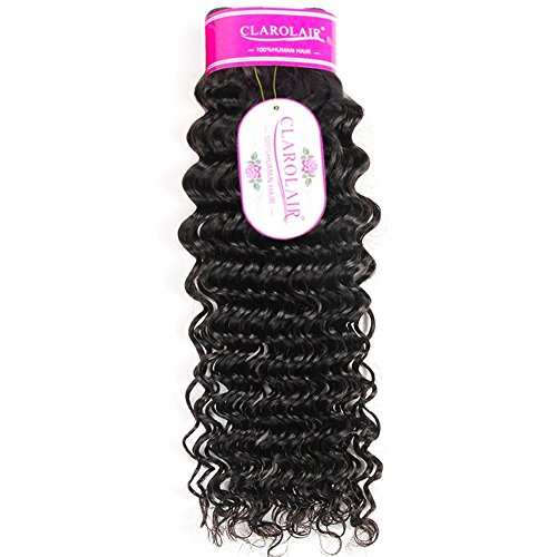 CLAROLAIR sin procesar extensiones brasileñas de cabello virgen verdadera trama brasileña cabello humano rizado tejer brasileño profundo (18 Inch)