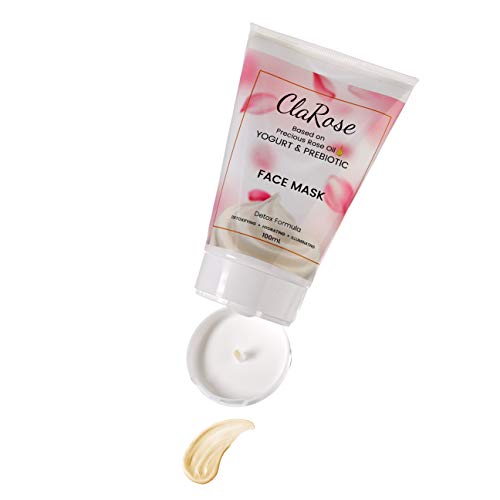ClaRose Detoxifying Illuminating Face Mask with 100% Natural Rose oil, Yogurt and Prebiotic; 2x 100ml