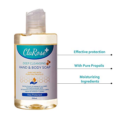 ClaRose - Jabón líquido para manos y cuerpo con propóleo puro; 250 ml