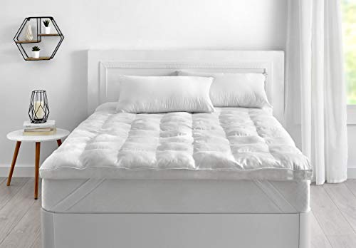 Classic Blanc - Topper/Sobrecolchón de fibra hipoalergénico con Aloe Vera, altura 6,5cm. 150x200cm-Cama 150 (Todas las medidas)