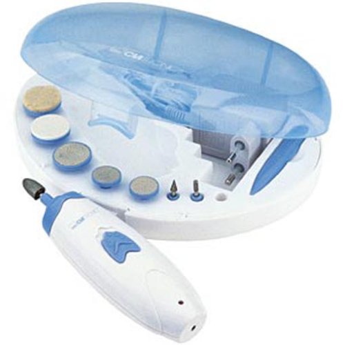 Clatronic MPS 2681 - Juego de accesorios para manicura y pedicura (8 cabezales), color blanco y azul