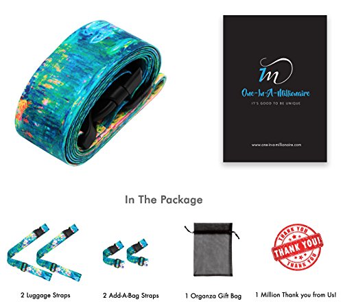 Claude Monet Water Lilies Vi Travel Maletero Correa Maleta Cinturón De Seguridad. Servicio Pesado y Ajustable. Debe Tener Accesorios de Viaje. 2 Correas de Equipaje y 2 Correas Añadir una Bolsa.