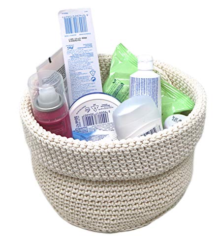 Clay Roberts Cestas de Almacenaje Redondas, Crema, Set de 3, Cestas para Baños/Oficinas/Hogares