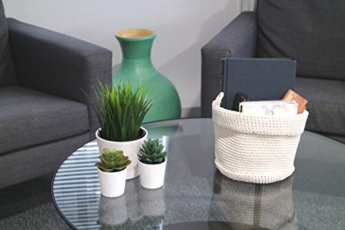 Clay Roberts Cestas de Almacenaje Redondas, Crema, Set de 3, Cestas para Baños/Oficinas/Hogares