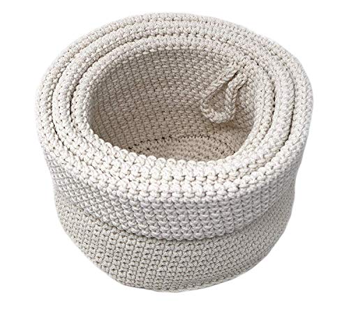 Clay Roberts Cestas de Almacenaje Redondas, Crema, Set de 3, Cestas para Baños/Oficinas/Hogares