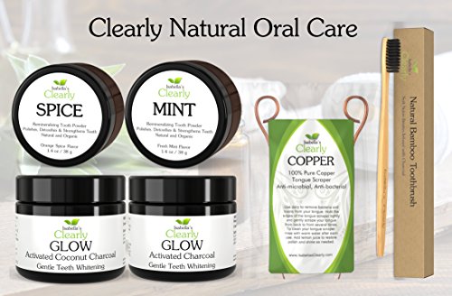 Clearly MINT - Polvo para Dientes Remineralizante y Natural. Fortalece, Pule y Desintoxica los Dientes. Libre de Fluoruro, Alto en Minerales, Pasta Dental Blanqueadora en Polvo. Sabor a Menta Fresca.
