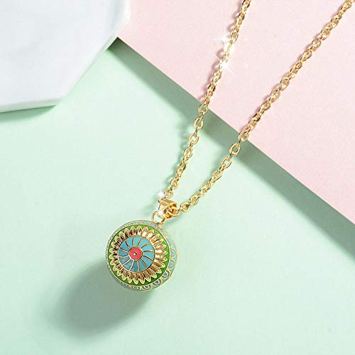 CLEARNICE 20 Mm Harmony Ball Collar Chime Ball Campana Materna Campana Campana Campana Fetal Prenatal con Flor De Sol Verde Dorado