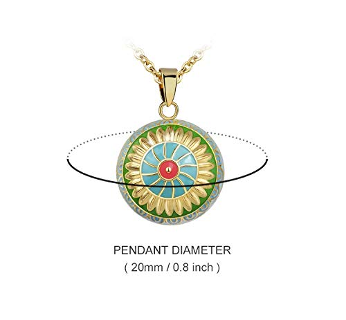 CLEARNICE 20 Mm Harmony Ball Collar Chime Ball Campana Materna Campana Campana Campana Fetal Prenatal con Flor De Sol Verde Dorado