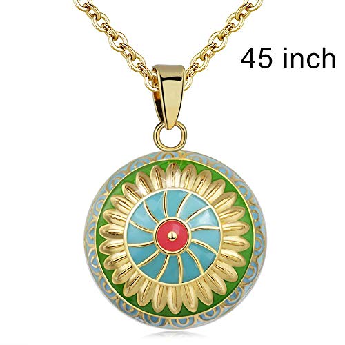 CLEARNICE 20 Mm Harmony Ball Collar Chime Ball Campana Materna Campana Campana Campana Fetal Prenatal con Flor De Sol Verde Dorado