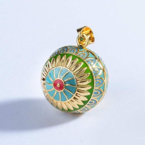 CLEARNICE 20 Mm Harmony Ball Collar Chime Ball Campana Materna Campana Campana Campana Fetal Prenatal con Flor De Sol Verde Dorado