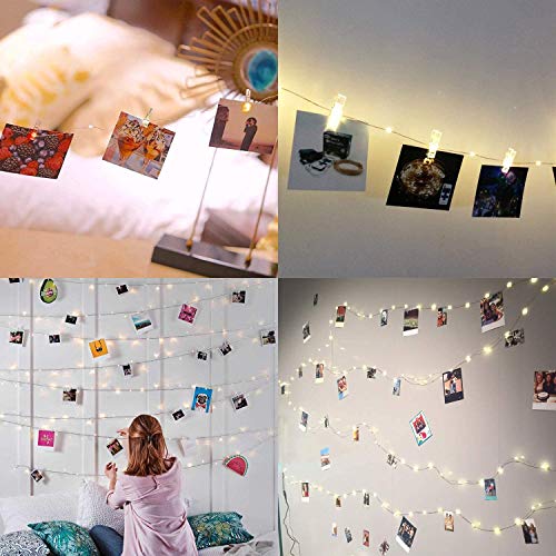 Clip Cadena de Luces LED, LECLSTAR LED Fotoclips Guirnalda de Luces,ideal para Hogar, Pared, Navidad, Fiesta, Boda,Decoraciones de Dormitorio(50 Clips)