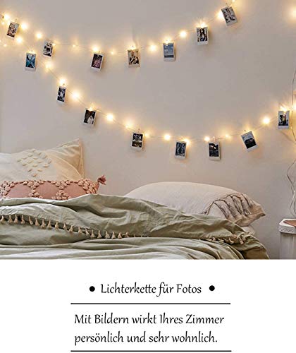 Clip Cadena de Luces LED, LECLSTAR LED Fotoclips Guirnalda de Luces,ideal para Hogar, Pared, Navidad, Fiesta, Boda,Decoraciones de Dormitorio(50 Clips)