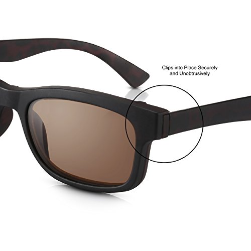 Clip-On READ OPTICS: Gafas de Lectura Presbicia + Lentes de Sol Removibles UV 400. Graduadas +2,00 Dioptrías. Irrompibles y Ligeras de Policarbonato, Estilo Italiano. Hombre/Mujer