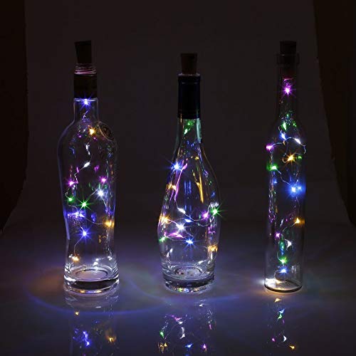 Cloverclover 3 Piezas Botella De Vino Corcho Luces Cobre Tiras De Luz Led Decoración De Lámpara Estrellada