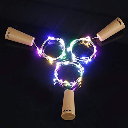 Cloverclover 3 Piezas Botella De Vino Corcho Luces Cobre Tiras De Luz Led Decoración De Lámpara Estrellada