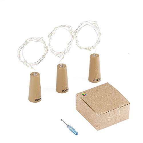 Cloverclover 3 Piezas Botella De Vino Corcho Luces Cobre Tiras De Luz Led Decoración De Lámpara Estrellada