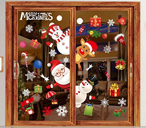 CMTOP Pegatinas de Ventana de Navidad Santa Claus Alce Desmontable Pegatinas para Hogar Tienda Fiesta Pegatina De Navidad