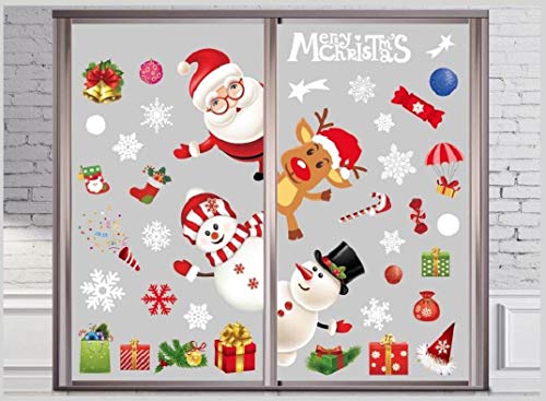 CMTOP Pegatinas de Ventana de Navidad Santa Claus Alce Desmontable Pegatinas para Hogar Tienda Fiesta Pegatina De Navidad