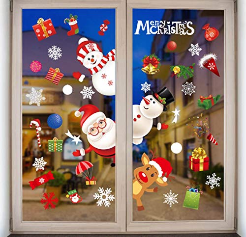 CMTOP Pegatinas de Ventana de Navidad Santa Claus Alce Desmontable Pegatinas para Hogar Tienda Fiesta Pegatina De Navidad