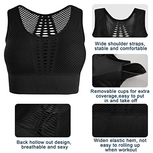 CMTOP Sujetador Deportivo Tops de Yoga Correr Gimnasio para Mujer Malla de Ropa de Yoga de Secado rápido