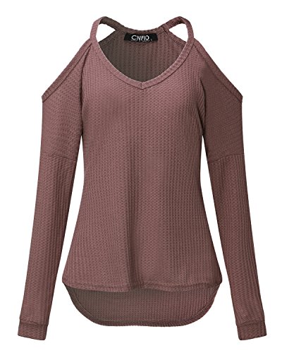 CNFIO Jersey Punto Mujer Invierno Cuello Redondo Jerseys Camiseta Manga Larga Sueter Mujer Suelto Jerseys Basico Casual Sudadera