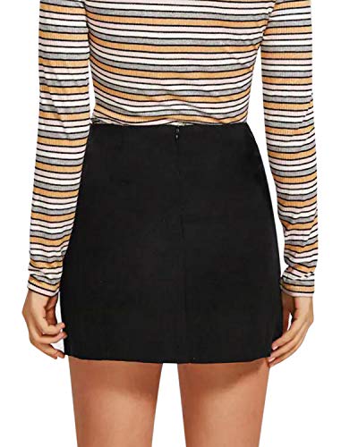 CNFIO Mujer Faldas Elegantes De Cintura Alta Slim Fit Moda Vintage Punk Faldas Cortas Minifalda Falda Mini Cuer