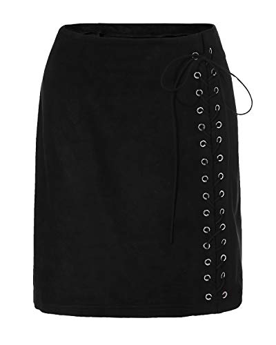 CNFIO Mujer Faldas Elegantes De Cintura Alta Slim Fit Moda Vintage Punk Faldas Cortas Minifalda Falda Mini Cuer
