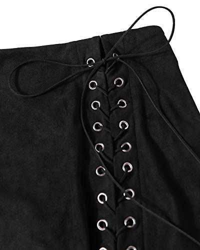 CNFIO Mujer Faldas Elegantes De Cintura Alta Slim Fit Moda Vintage Punk Faldas Cortas Minifalda Falda Mini Cuer