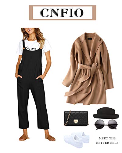 CNFIO Pantalones Mujer Casual Ajustable Correa Monos Rompers Flojo Retro Harem Mamelucos Jumpsuits Overalls con Bolsillo